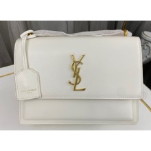 Saint Laurent sunset medium chain bag in smooth leather 442906 White/Gold