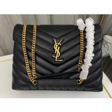 Saint Laurent loulou medium chain bag in quilted "y" leather 459749/574946 Black/Gold