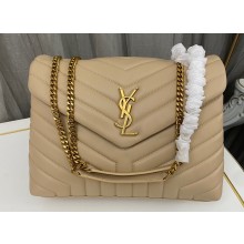 Saint Laurent loulou medium chain bag in quilted "y" leather 459749/574946 Apricot/Gold