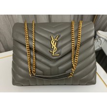 Saint Laurent loulou medium chain bag in quilted "y" leather 459749/574946 Dark Green/Gold