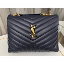 Saint Laurent loulou medium chain bag in quilted "y" leather 459749/574946 Blue/Gold