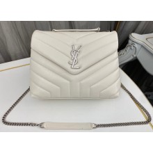 Saint Laurent loulou small chain bag in quilted "y" leather 494699 White/Silver