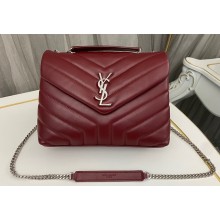 Saint Laurent loulou small chain bag in quilted "y" leather 494699 Burgundy/Silver