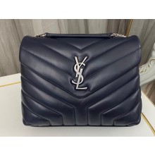Saint Laurent loulou small chain bag in quilted "y" leather 494699 Blue/Silver