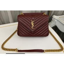 Saint Laurent college medium chain bag in quilted leather 600279/487213 Burgundy/Gold