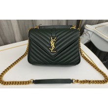Saint Laurent college medium chain bag in quilted leather 600279/487213 Dark Green/Gold