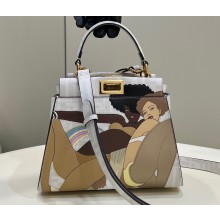 Fendi Peekaboo Iconic Mini Bag in FF glazed fabric with inlay White 2023