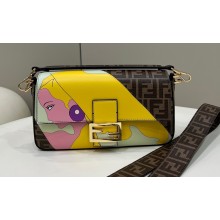 Fendi medium Baguette Bag in FF glazed fabric with inlay Brown 2023