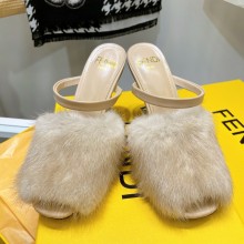 FENDI FIRST Pink mink high-heeled sandals