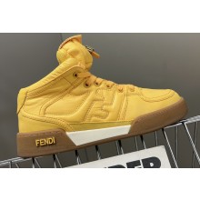 Fendi Match nylon high-tops Sneakers with Baguette pocket Yellow 2023