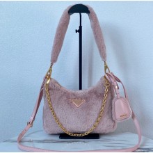 Prada Shearling Mini Hobo Bag 1BC204 Pink