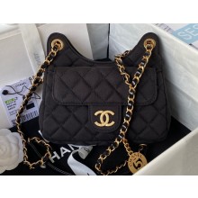 Chanel Wool Jersey Small Hobo Bag AS3710 Black 2023