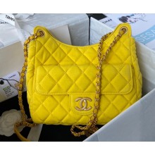 Chanel Wool Jersey Medium Hobo Bag AS3690 Yellow 2023