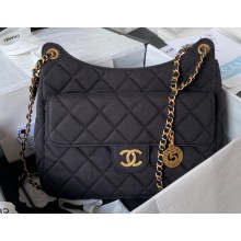 Chanel Wool Jersey Large Hobo Bag AS3693 Black 2023