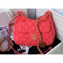 Chanel Wool Jersey Small Hobo Bag AS3710 Dark Pink 2023