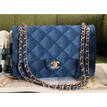 Chanel Medium Classic Flap Handbag A01112 Denim Dark Blue 2023