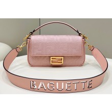 Fendi Iconic Medium Baguette Bag with laser cut Baguette lettering shoulder strap Pink 2023