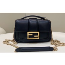 Fendi Nappa Leather Mini Baguette Chain Bag Black 2023