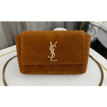 Saint Laurent kate small reversible chain bag in suede and smooth leather 721250 Brown