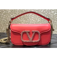 Valentino VLogo Signature Loco Small Shoulder Bag With Jewel Logo Candy Rose Pink