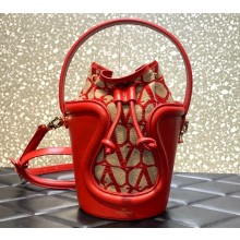 Valentino Toile Iconographe Cinquième bucket Bag Red/Beige 2023