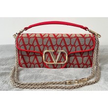 Valentino Toile Iconographe VLogo Signature Loco Shoulder Bag Red/Beige 2023