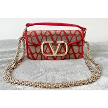 Valentino Toile Iconographe VLogo Signature Loco Small Shoulder Bag Red/Beige 2023
