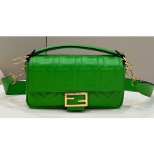 Fendi Nappa Leather Medium Baguette Bag Green 2023