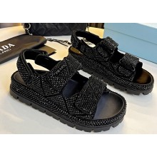Prada Satin sandals with crystals 1X013N Black 2023