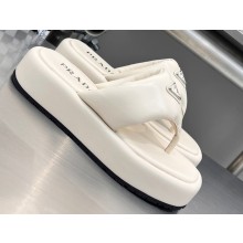 Prada Soft padded nappa leather thong wedge sandals White 2023