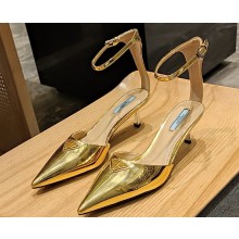Prada Heel 4.5cm Triangle-logo Pumps Gold 2023