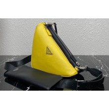Prada Saffiano leather and leather shoulder bag 2VH157 Black/Yellow 2023