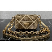 Prada Satin mini-bag with crystals 1BD329 Gold 2023