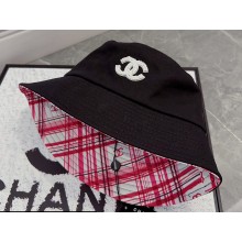 Chanel Cotton & Glass Pearls Bucket Hat AA8956 Black 2023