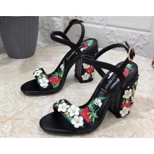 Dolce & Gabbana Heel 10.5cm print Floral sandals Black 2023