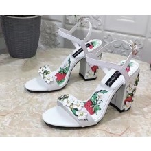 Dolce & Gabbana Heel 10.5cm print Floral sandals White 2023
