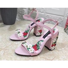 Dolce & Gabbana Heel 10.5cm print Floral sandals Pink 2023