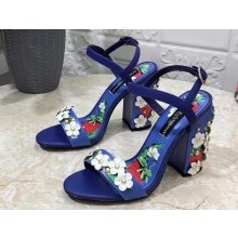 Dolce & Gabbana Heel 10.5cm print Floral sandals Blue 2023