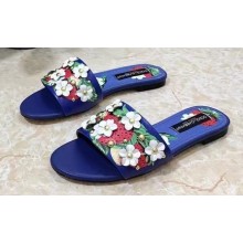 Dolce & Gabbana Heel 10.5cm print Floral slides Blue 2023