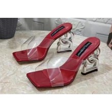 Dolce & Gabbana DG Pop Heel 10.5cm criss-cross straps Mules PVC Red 2023
