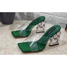 Dolce & Gabbana DG Pop Heel 10.5cm criss-cross straps Mules PVC Green 2023