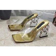 Dolce & Gabbana DG Pop Heel 10.5cm criss-cross straps Mules PVC Gold 2023