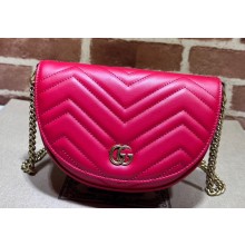 Gucci leather GG Marmont matelassé chain mini bag ‎746431 Red 2023