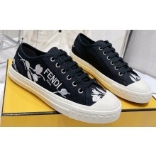 Fendi Domino Black canvas low tops Sneakers 2023