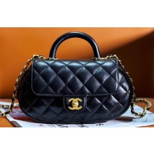Chanel Lambskin & Gold-Tone Metal Bag with Top Handle AS4569 Black 2024