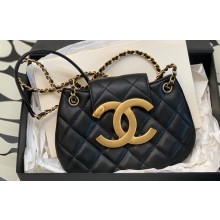 Chanel Lambskin & Gold-Tone Metal Small Messenger Bag AS4609 Black 2024