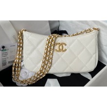 Chanel Grained Calfskin Chain Small Shoulder Bag AS4597 White 2024
