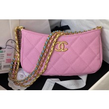 Chanel Grained Calfskin Chain Small Shoulder Bag AS4597 Pink 2024