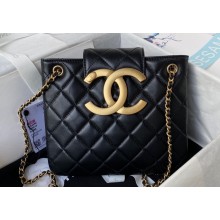 Chanel Lambskin & Gold-Tone Metal Shopping Bag AS4596 Black 2024