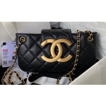 Chanel Lambskin & Gold-Tone Metal Baguette Bag AS4611 Black 2024